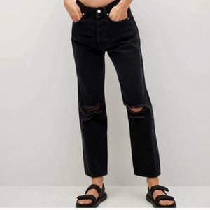 Mango Selina ripped high waist straight leg jeans